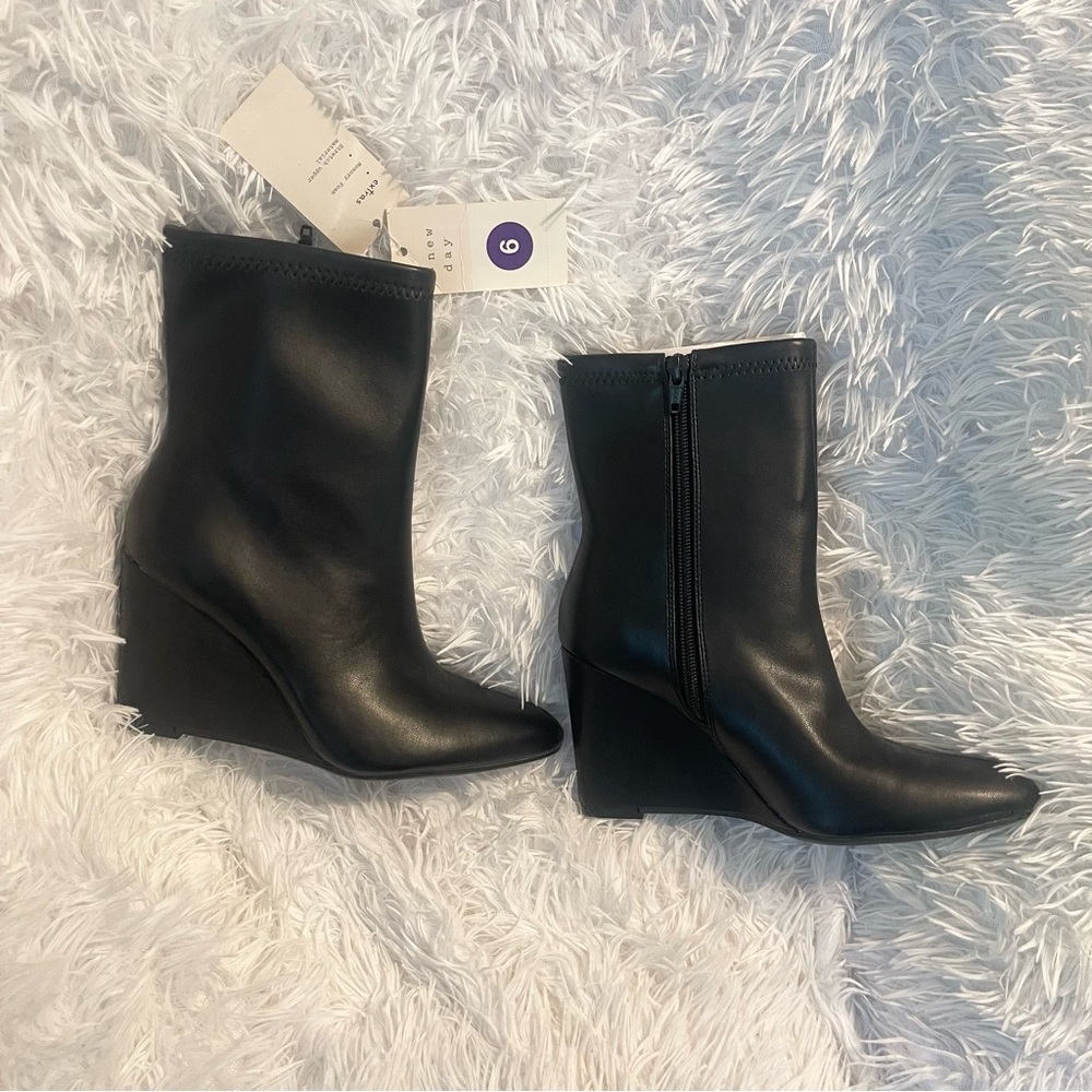 A new day target Black Wedge pointed heels chic Ankle bootie Boots - Picture 3 of 7